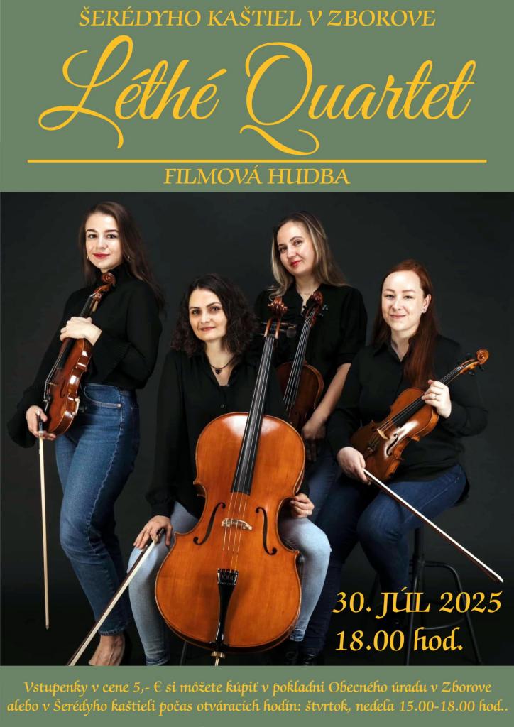 Pozvánka: koncert LÉTHÉ QUARTET v Šerédyho kaštieli 1