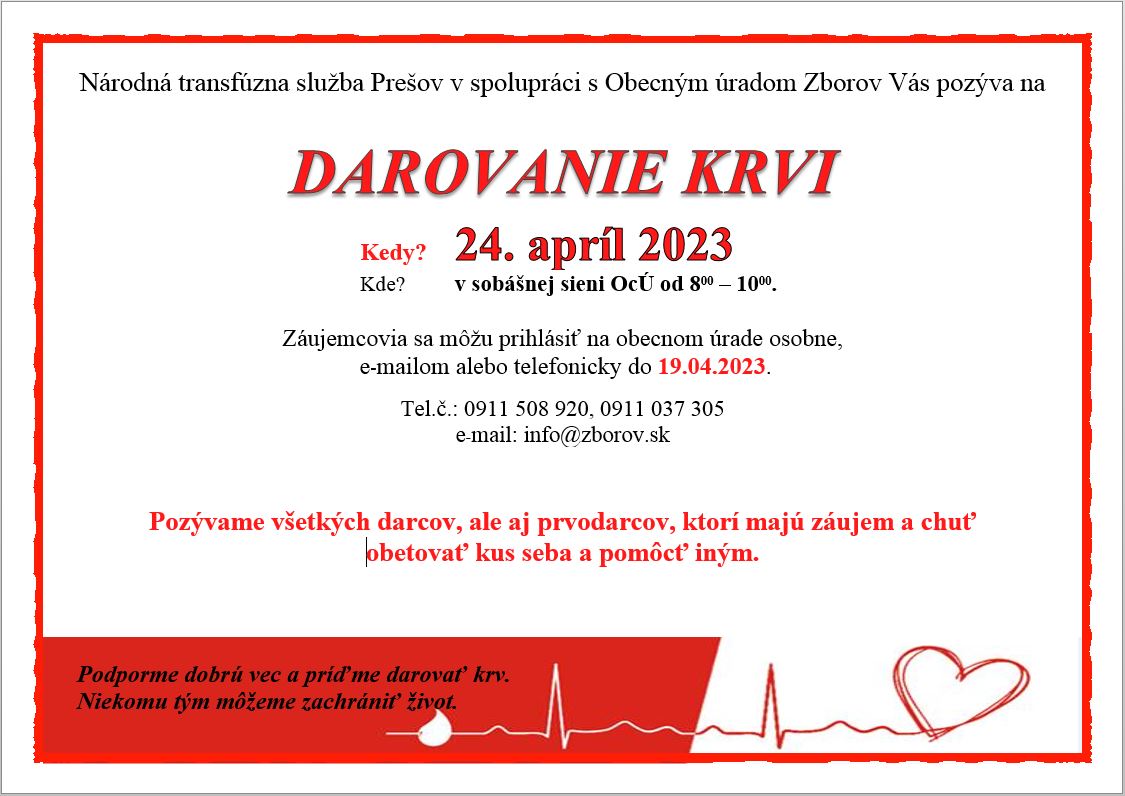 Darovanie krvi plagát 2023