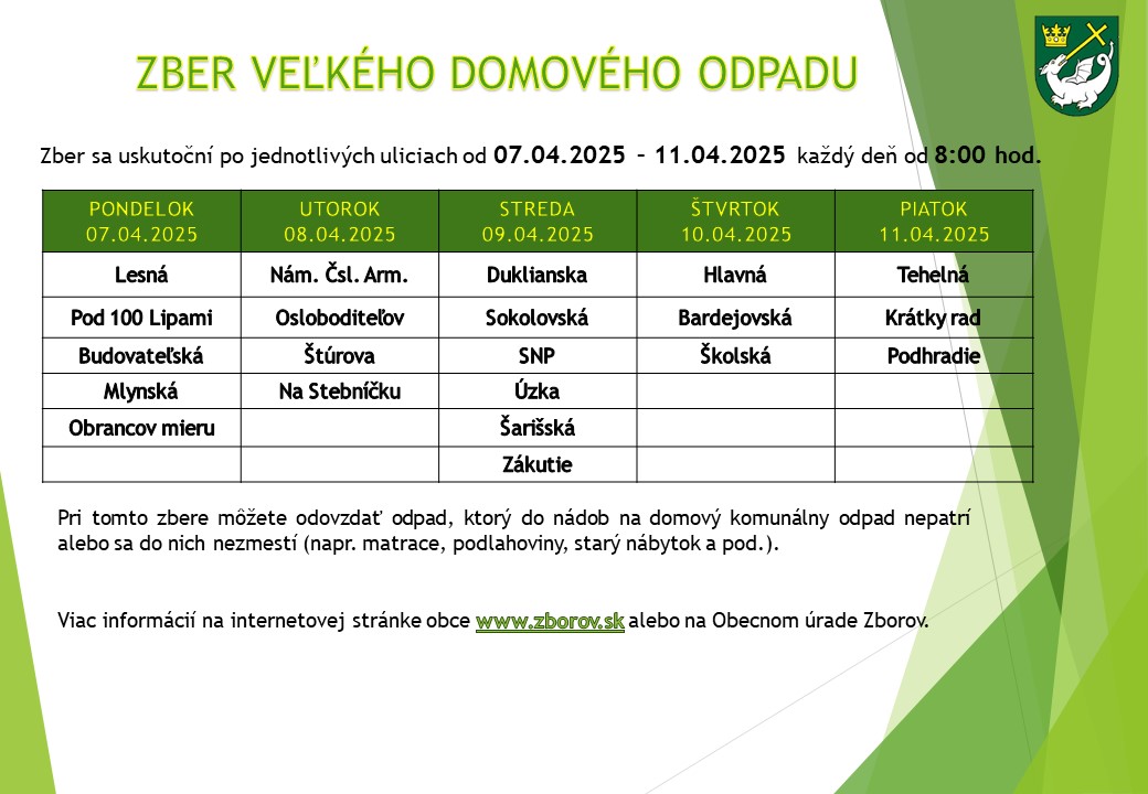 ZBER VEĽKÉHO DOMOVÉHO ODPADU A ELEKTROODPADUu